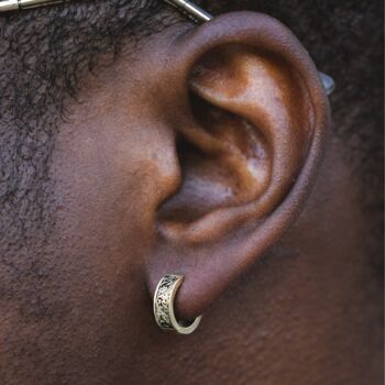 Mens Hoop Earring Silver Vintage Styled Hoop Earring, 4 of 11