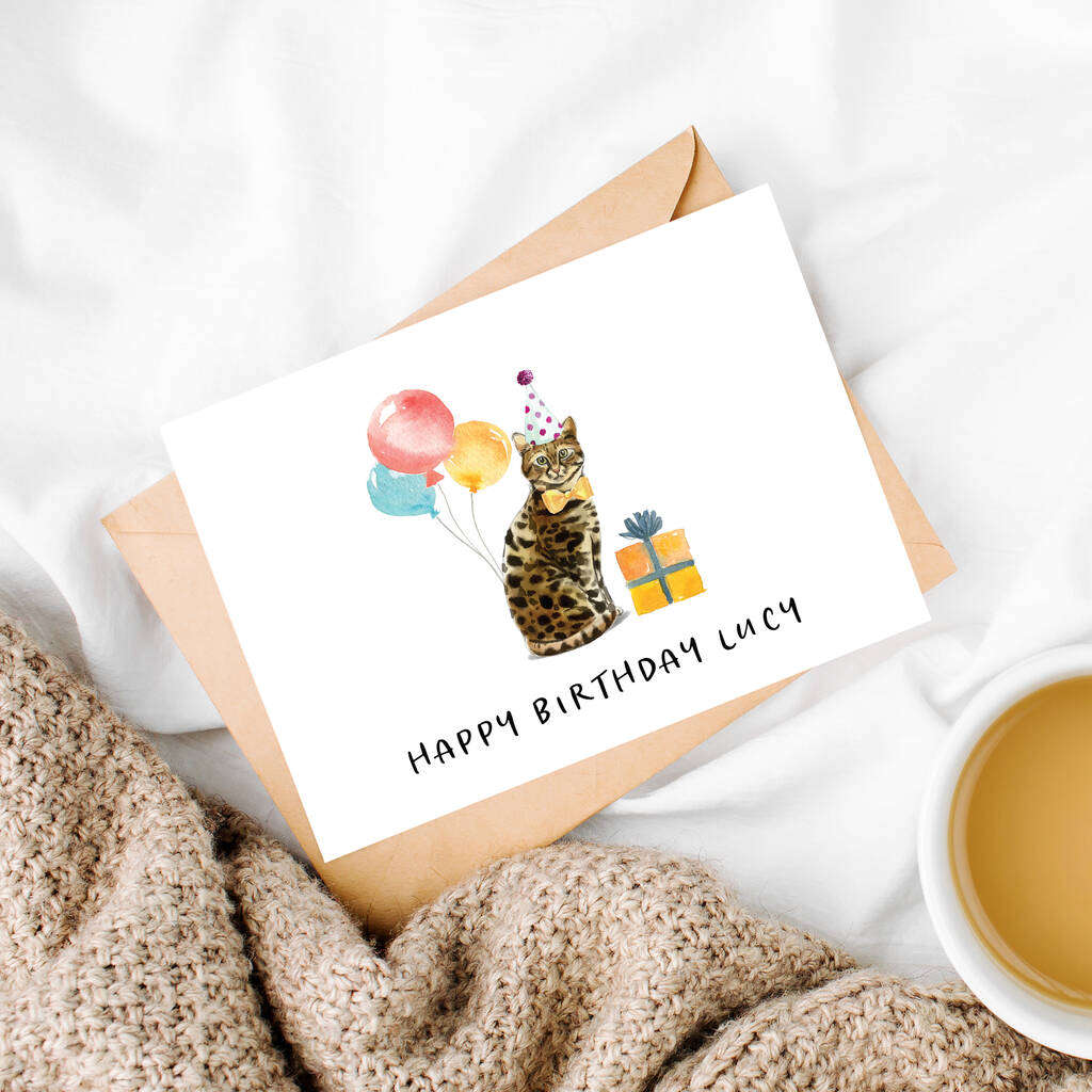 Personalised Bengal Cat Birthday Card By Mitzi Prints