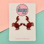 Red Glittery Crab Glitter Earrings, thumbnail 1 of 3