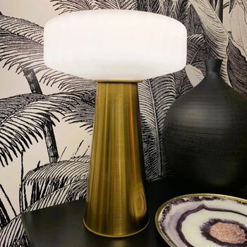 Pleat White Glass And Brass Table Lamp, 3 of 12