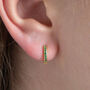 Green Sparkle Cz Huggie Hoop Earrings, thumbnail 2 of 4