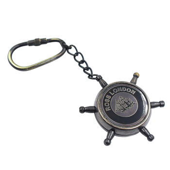 Gunmetal Ship Wheel Compass Keyring Gift, 5 of 6