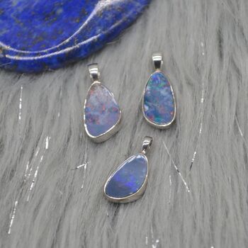 Blue Opal Pendant: Sterling Silver, Teardrop, 2 of 8
