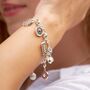 Sterling Silver Large Linked Figaro Charm Collector Bracelet, thumbnail 3 of 5