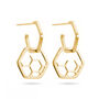 9k Gold Double Hoop Honeycomb Earrings, thumbnail 2 of 3