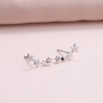 Sterling Silver Four Stars Ear Studs, 3 of 5