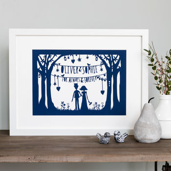 'Always And Forever' Wedding Print Or Papercut In Mount, 5 of 12