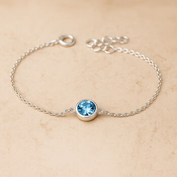 Sterling Silver March Aquamarine Birthstone Bracelet, 2 of 6