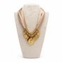 Bold Statement Gold Coin Charm Necklace With Satin Tie Closure, thumbnail 2 of 5