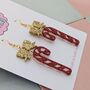 Candy Cane Glitter Resin Christmas Earrings Red And White, Pink And Blue, thumbnail 2 of 8