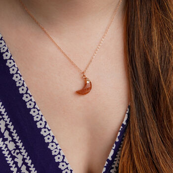 Sunstone Crystal Moon Pendant Necklace, 2 of 11