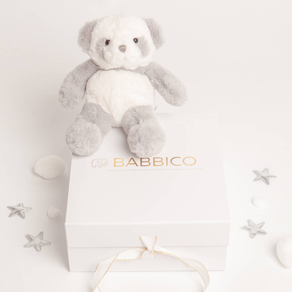 Gift Boxed Grey Soft Plush Panda Toy, 1 of 4