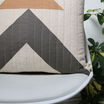 Triangle Pattern Hopton Clay Quilted Cushion, 4 of 4