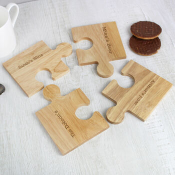 Personalised Message Wooden Jigsaw Puzzle Coaster Set, 7 of 8