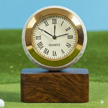 Golf Ball Clock With Personalised Wood Plinth, 12 of 12