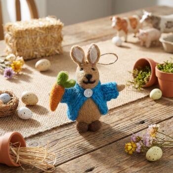 Handmade Felt Rabbit In Cardigan Easter Decoration, 5 of 5