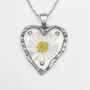 Heart Necklace With Daisy Flowers And Silver Beads, thumbnail 1 of 10