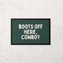 Boots Off Here Cowboy | Cream And Forest Green | Door Mat, thumbnail 2 of 2