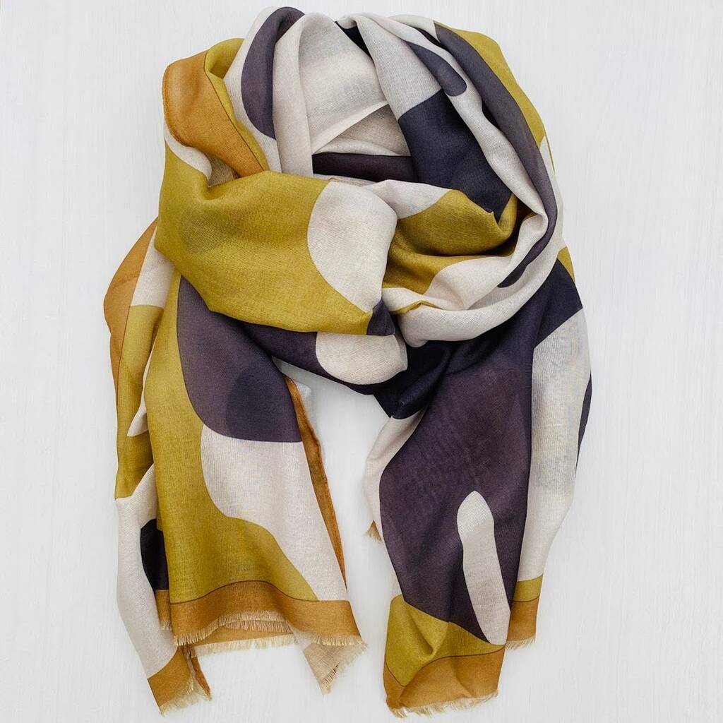 Ochre Graphic Print Scarf By EVY Designs