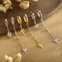 Sterling Silver Asymmetric Starburst Huggie Hoop Earrings, thumbnail 2 of 12