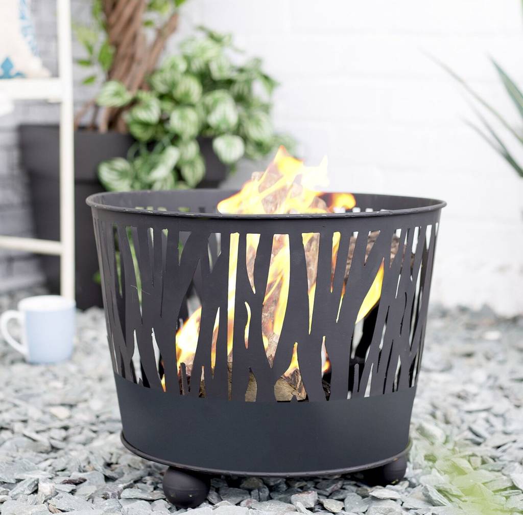 black patterned koriko fire basket by garden leisure