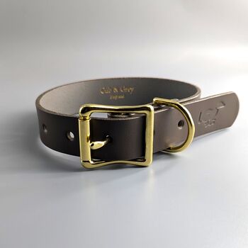 Personalised Grey Leather Dog Collar, 2 of 6