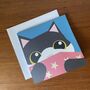 Handmade Cat Peaking Over Present Pop Up Card, thumbnail 2 of 2