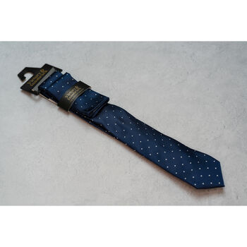 Navy Blue Polka Dot Tie And Sock Set Groomsmen Gift, 2 of 3