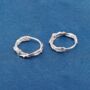 Silver Thorn Huggie Hoops, Minimalistic Everyday Hoops, thumbnail 3 of 7
