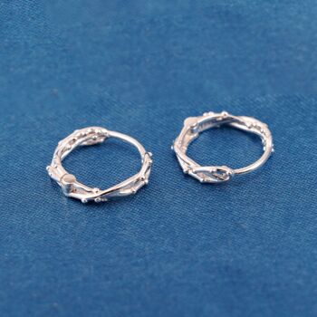 Silver Thorn Huggie Hoops, Minimalistic Everyday Hoops, 3 of 7