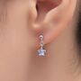 Small Moonstone Star Dangle Stud Earrings In Sterling Silver, thumbnail 4 of 11