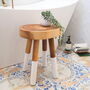 Natural Wood Stool With White Legs, thumbnail 1 of 10