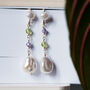 Peridot Purple Zircon Pearl Drop Earrings, thumbnail 4 of 10