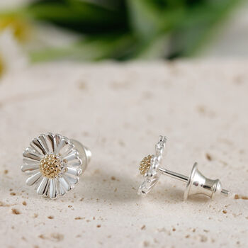 Daisy Silver And Solid Gold Studs, 2 of 6