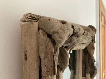44cm Artisan Rectangular Driftwood Wooden Wall Mirror Handmade Gift, 5 of 5