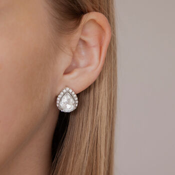 Silver Plated Teardrop Crystal Stud Earrings, 2 of 3