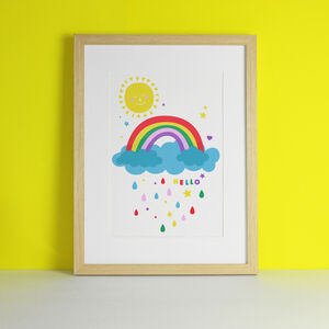 3 Personalised Rainbow Unicorn Prints Modern Nursery Room Wall Art Pictures