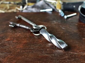 Twisted Iron Bar Forged Keyring Blacksmtih Made, 5 of 10