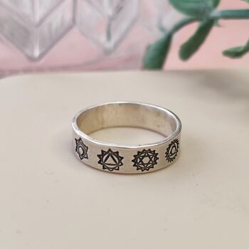 Seven Chakras Silver Band Ring Can Be Personalised, 4 of 7