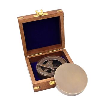 Custom Bronze Signature Sundial Compass Gift With Wooden Box, 6 of 10