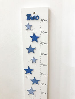 Personalised Blue Stars Wooden Height Chart, 12 of 12