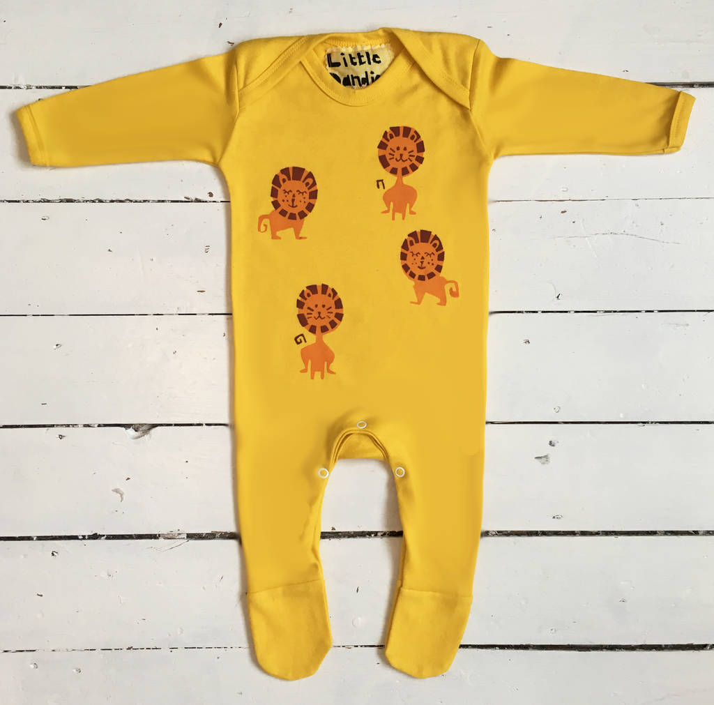 Handprinted Lion Babygrow By Little 