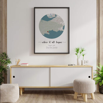 'Where It All Began' Circle Location Map Print, 2 of 12