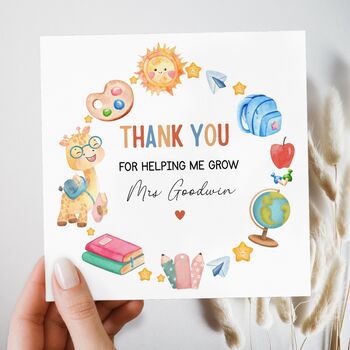 Teacher Thank You Card, Giraffe Key Worker Appreciation End Of Term Gift, 3 of 3