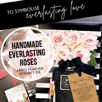 Personalised Perfumed 80th Luxury Birthday Card For Her With Five Everlasting Blush Roses, 9 of 11