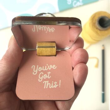 Personalised Pink Mirror Keyring And Uplifting Note, 2 of 5