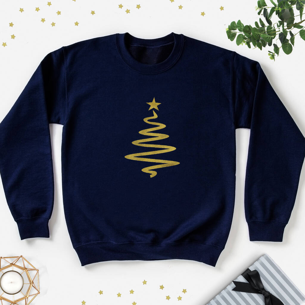 Navy Blue Silver Bling Christmas Tree Sweatshirt Woman Size 2X