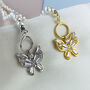 Sterling Silver Butterfly Pendant Pearl Choker Necklace, thumbnail 4 of 5