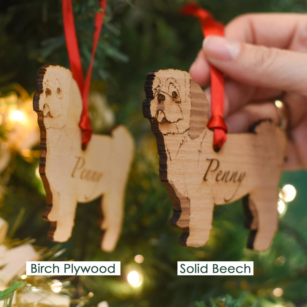 Traditional Wooden Dog Christmas Decoration By Hoobynoo