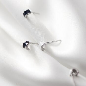 Sterling Silver Black Or White Curved Stud Earrings, 3 of 6